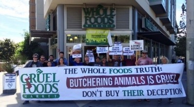 PETA members protest Whole Foods in San Francisco. Picture: PETA
