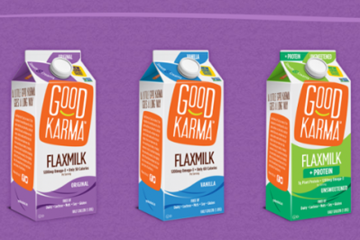 The word natural isn't as prominent (or nowhere) on the current package design of Good Karma's Flax Milk, which according to a press release, was launched in 2016. The class action suit for the natural claim was filed against the company in 2014. Photo from goodkarmafoods.com