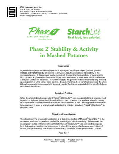 Phase 2 Stability & Activity in Mashed Potatoes