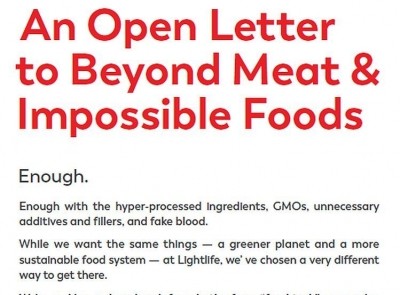 Dr Rachel Cheatham: 'This open letter feels like nothing more than a PR stunt...' ([icture: screenshot of open letter from Lightlife Foods)
