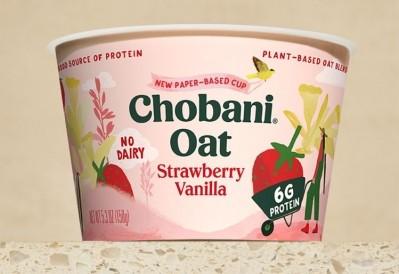 Chobani’s new cup – which has a thin plastic lining - is 80% paperboard, made from responsibly sourced and renewable material. Image credit: Chobani