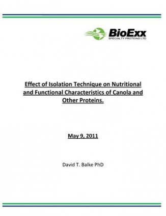 Effect of Isolation Technique on Nutritional and Functional Characteristics of Canola and Other Proteins