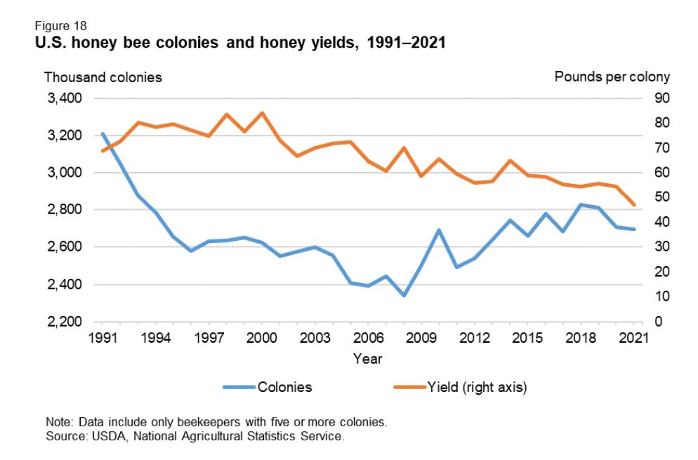 Hiney bee colonies and yields