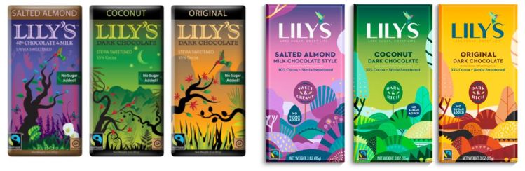 Old to New Packaging lily's sweets