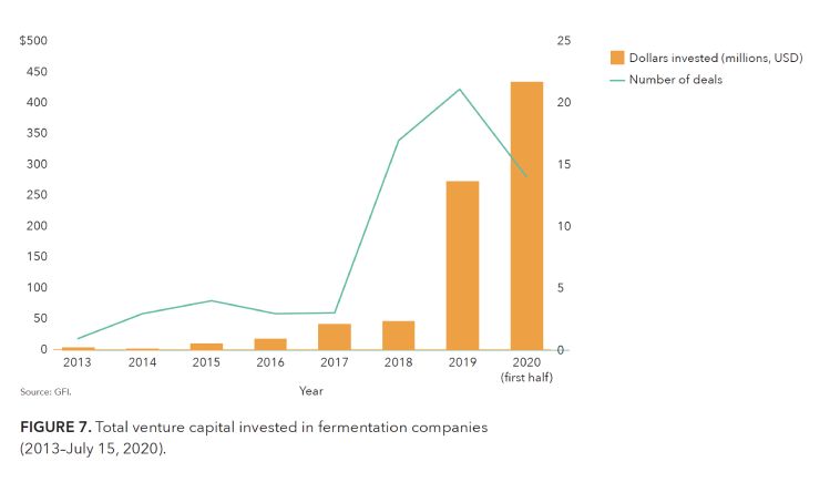 VC investment in fermentation companies 2013-2020
